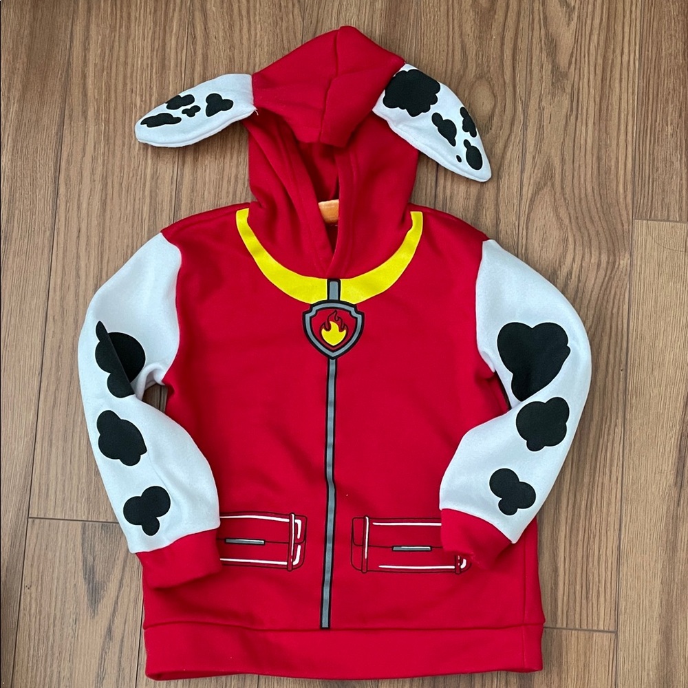 Paw Patrol Marshall Hoodie - Red Firefighter Hoodie with Dalmatian Ears